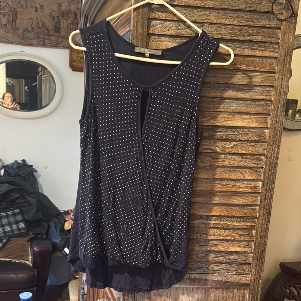 Essentials Blue Tie Front Blouse